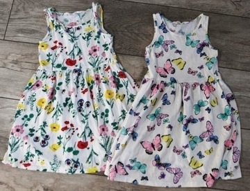 H&M kolorowe dwie sukienki w kwiatki 110-116cm