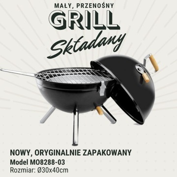 Grill Mały Składany Ø30x40cm Przenośny NOWY