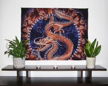 Gobelin ścienny "Fire Dragon", 97cm/73cm, nowy