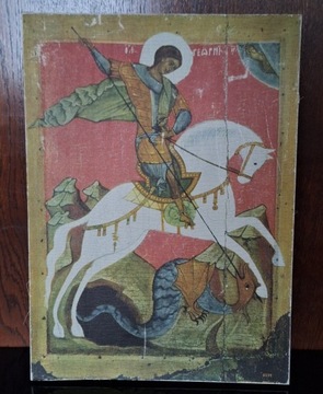 Płótno ikona św. Jerzy na koniu Vintage