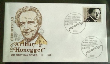 FDC Niemcy 1992 Artur Honegger