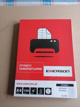 Etykiety samoprzylepne Emerson A4 100. 52,5x25,4