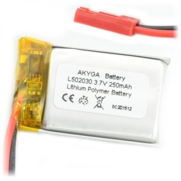 Akumulator Li-Pol 3,7V 250mAh PCM AKYGA 5x20x30mm