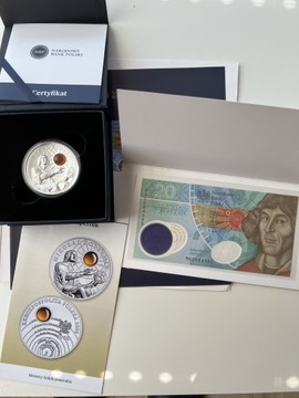 Mikołaj Kopernik moneta 50zł plus banknot 20zł