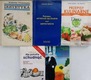 Zestaw 5 książek Dietetyka Przepisy kulinarne