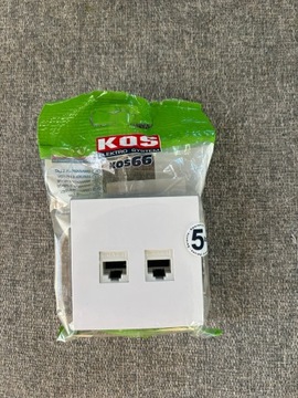 Gniazdo komputerowe podw 2xRJ45 biały KOS Kos66
