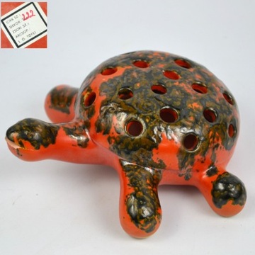Ceramiczny żółw czerwony ceramika Tofej Węgry lata 60te
