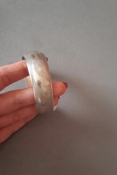 Szeroka bransoletka orientalna srebro 925