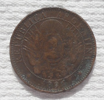 Argentyna Republika 2 centavo 1894 KM# 33 Rzadkie