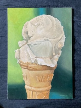 Lody Waniliowe - Obraz olejny na płótnie 50x70cm