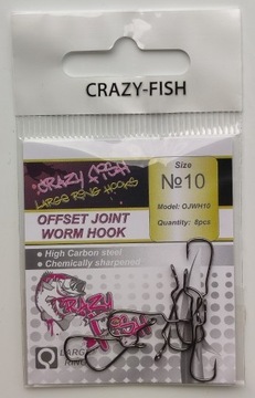 Haczyk Crazy Fish Offset Joint Worm Hook #10