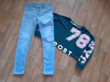 29. Bluza over size H&M i jeansy r. 158 dziewcz
