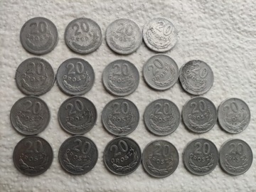 20gr Polskie monety 1949-1977 monety 20gr 21szt 