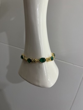 Złota bransoletka zielone kryształy