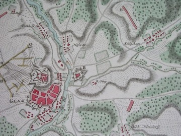 1762 ŚLĄSK mapa KŁODZKO GLATZ bitwa ORYGINAŁ 