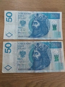 Banknoty 50 zł seria BB