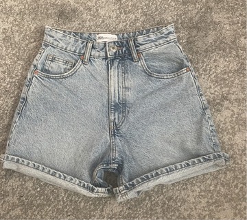 Zara spodenki krótkie, spodnie szorty jeans jeansowe
