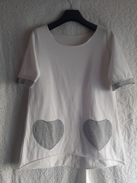 Bawełniana biała włoska bluzka/t-shirt  r. M