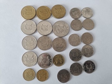 Zestaw monet obiegowych Singapur (dolary, centy)