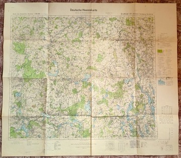 STARA MAPA WOJSKOWA 1944  OLSZTYN LIDZBARK MRĄGOWO