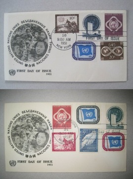 ONZ Nowy Jork 1951 - Mi 1-11 na oryginalnym FDC