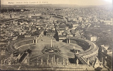 Stara Pocztówka Rzym Widok na Plac Świętego Piotra Panorama Miasta  