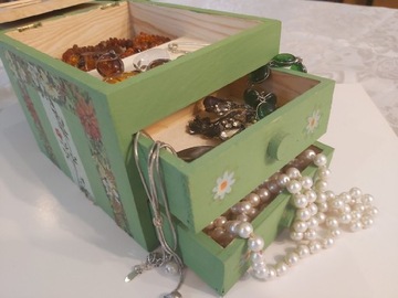 Pudełko drewniane na biżuterię ręcznie malowane