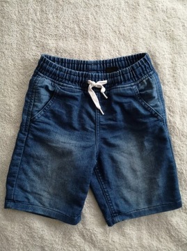Jeansowe krótkie spodenki szorty H&M 116 troczki