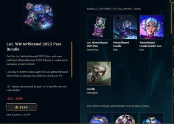 League Of Legends LoL pass przepustka GIFT 2650