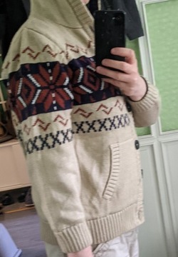 Sweter damski , ciepły, wzór norweski 
