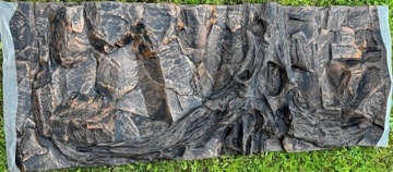 Tło 3D do akwarium lub terrarium, motywy skał i korzeni  116x46 cm. 