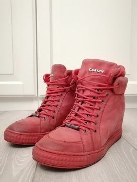 Carinii czerwone botki sneakersy koturny 