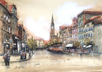 Akwarela na papierze 21x30 cm Gdańsk