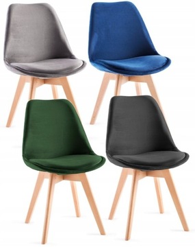Krzesła skandynawskie welurowe krzesło z poduszką