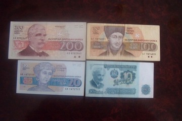 ZESTAW  Banknoty Bułgaria 4 szt. 1974 - 1993 r.