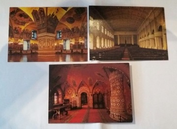 3 pocztówki Wnętrza Pałac w Moskwie (zestaw) 