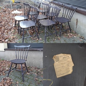 Krzesło, Krzesła drewniane Patyczaki PRL Grafitowe
