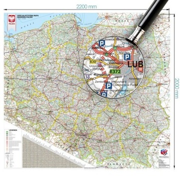 MAPA ADMINISTRACYJNO-DROGOWA POLSKI E-TOLL 2024