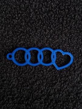 Brelok Audi Serce V2 - Druk 3D - Niebieski