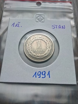 Moneta 1 zł z 1991 roku Rzadka