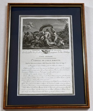 Triumf Galatei, piękny miedzioryt z 1786 r. erotyk