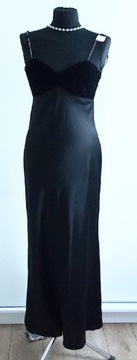 Czarna satynowa suknia " ALGO".