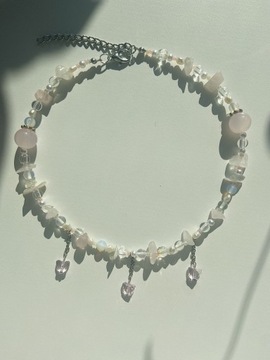Naszyjnik handmade kwarc opalit perły