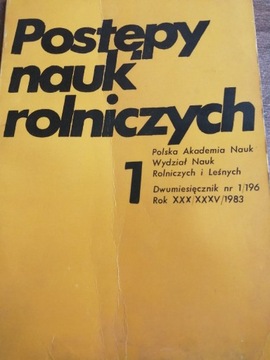 Postęp Nauk Rolniczych nr. 1/96 1983 rok PAN PRL