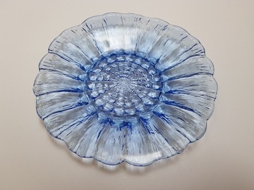 Niebieski talerzyk Cora, Ząbkowice, kolorowe szkło