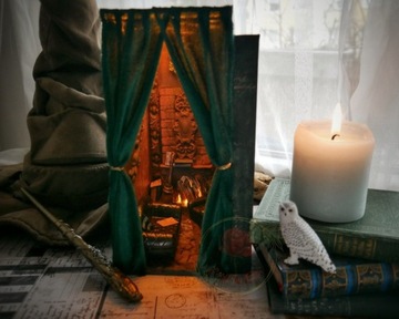 Book nook diorama książka Harry Potter Slytherin