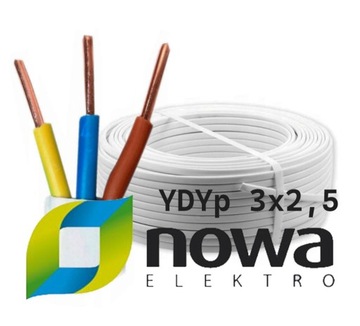 Przewód kabel płaski 3x2 5 NOWAELEKTRA 100m.