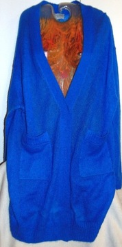 Pik Stein.  Niebieski długi mohairowy sweter 44/46