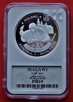 5 Kwacha 2011 r -  Jan Paweł II   - 98 pielgrzymka