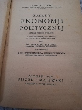 ZASADY EKONOMJI POLITYCZNEJ-KAROL GIDE-1929r